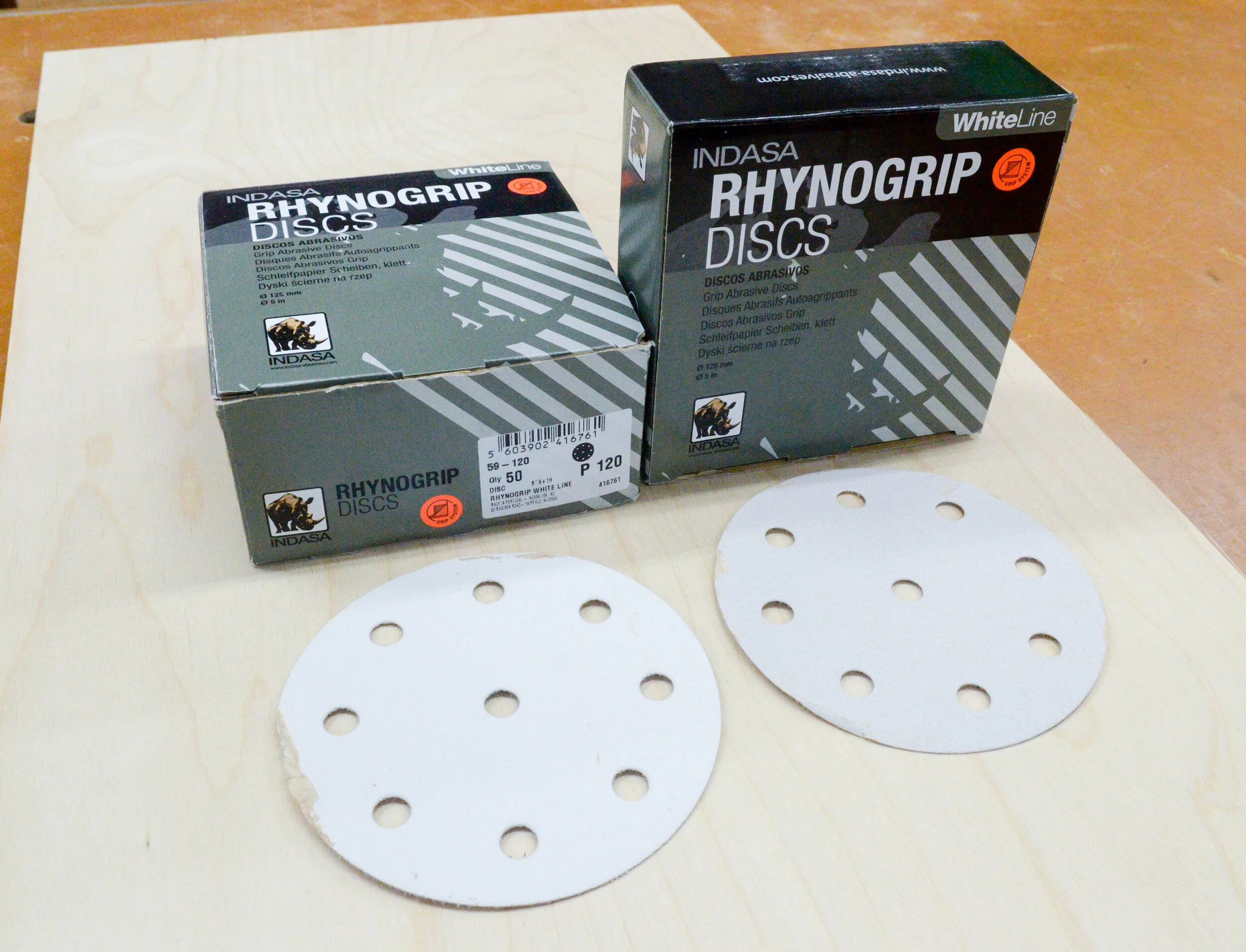 Indasa's Rhynogrip Whiteline Sanding Discs and Roll
