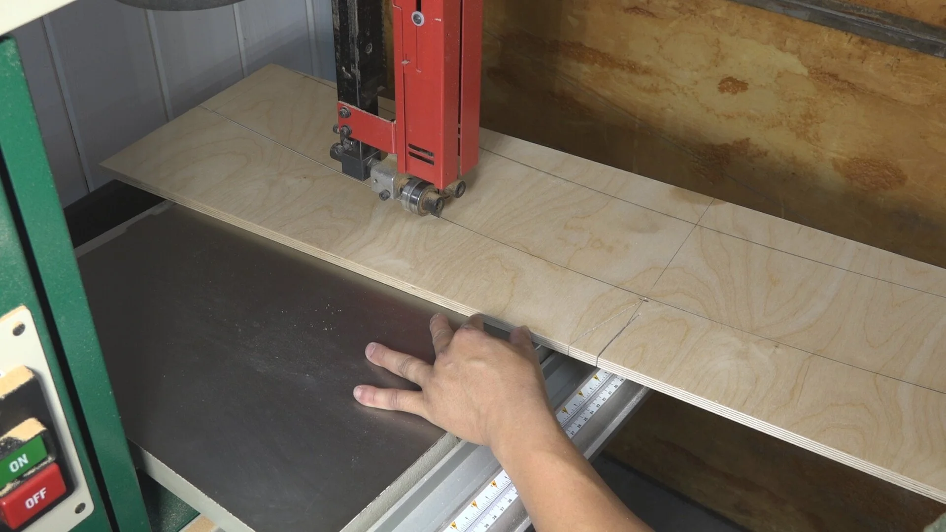 Cutting out the template on the bandsaw