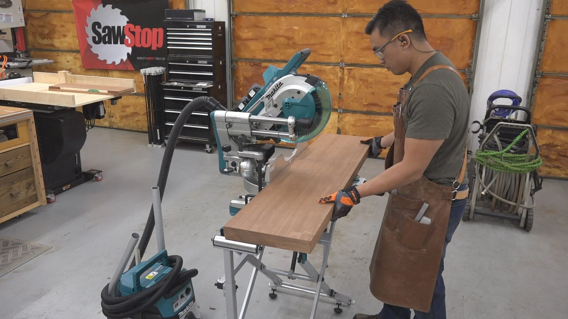 The portable job site miter stand is great to place in an open area for those long and heavy boards