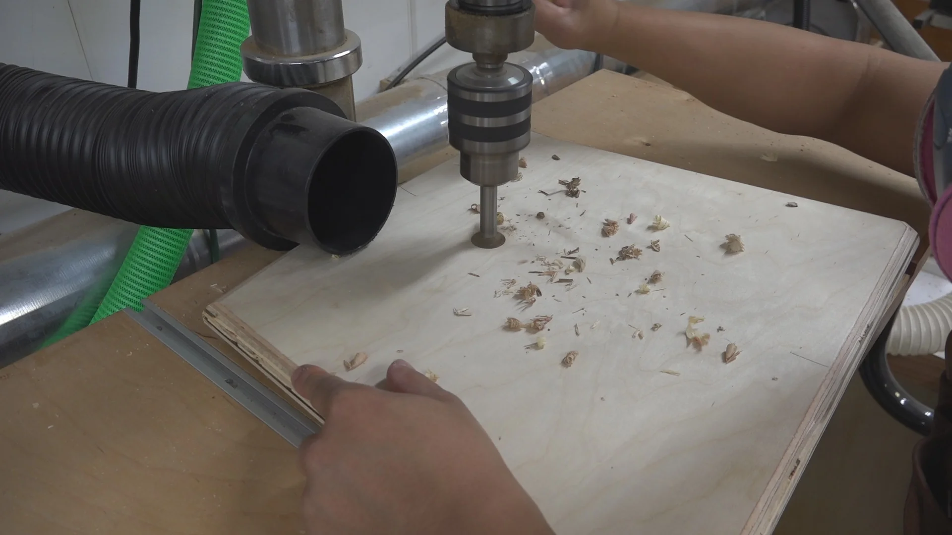 1” hole drilled towards the rear of the chair insert to allow air from the 2” upholstery foam to escape.