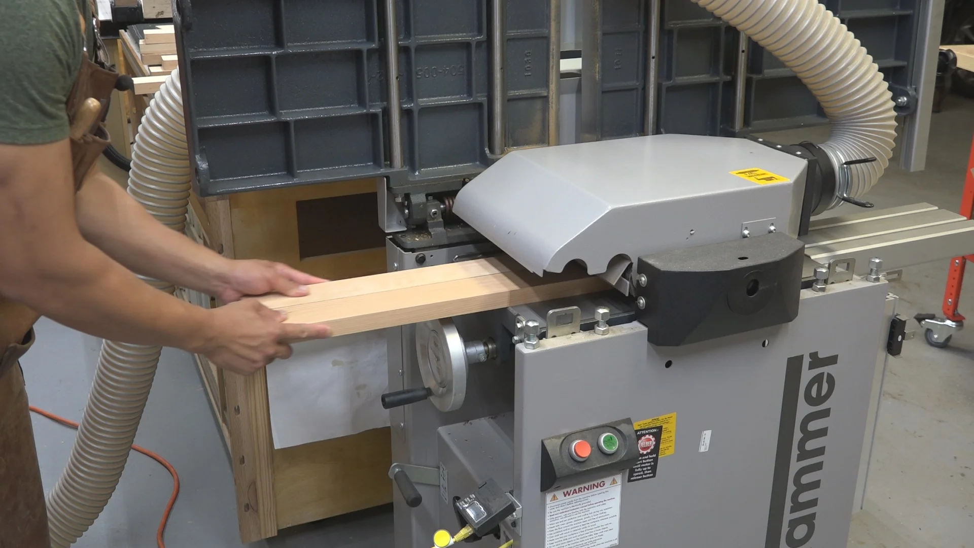 Planing to final thickness (1”) and final width (2-1/2”)