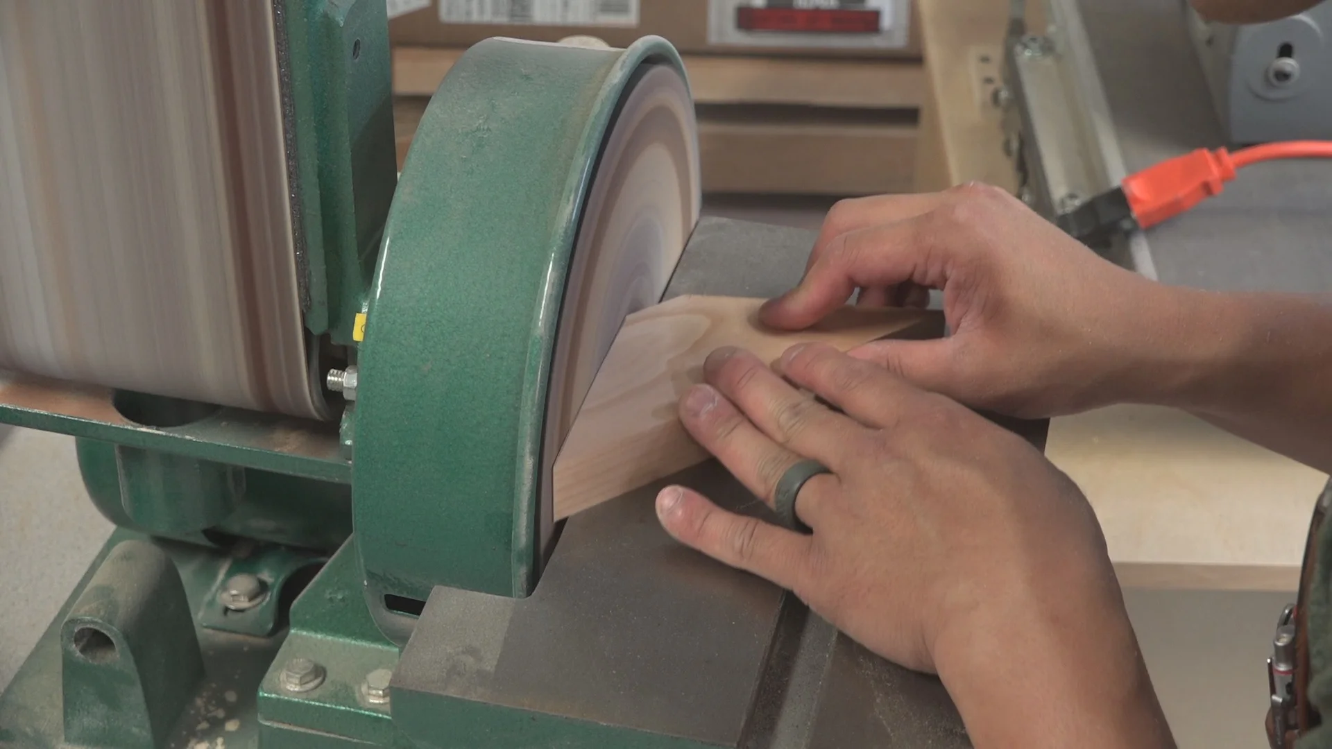 I used the disc sander clean up the bandsaw marks to get a perfect fit.