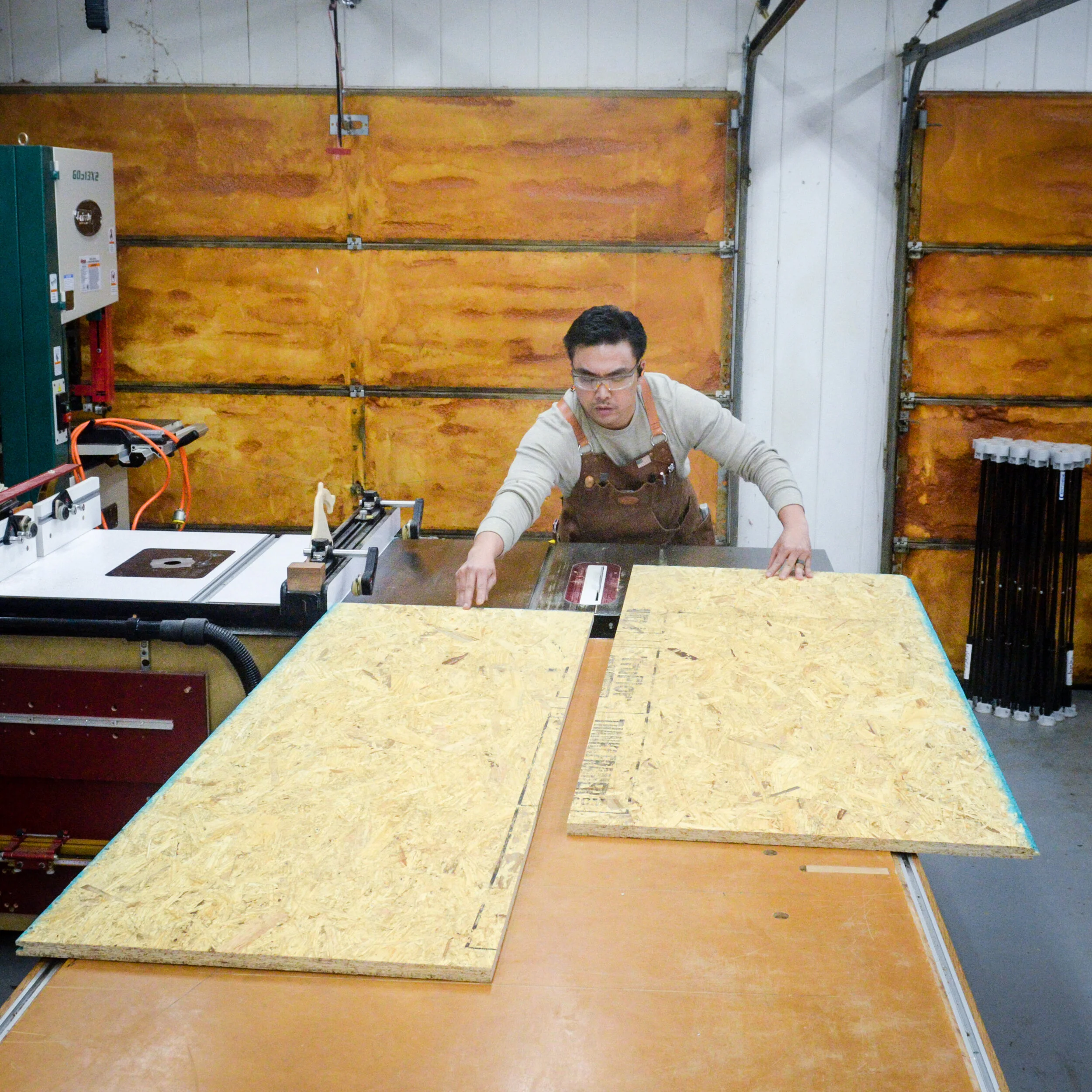 Making final cuts on the table saw.