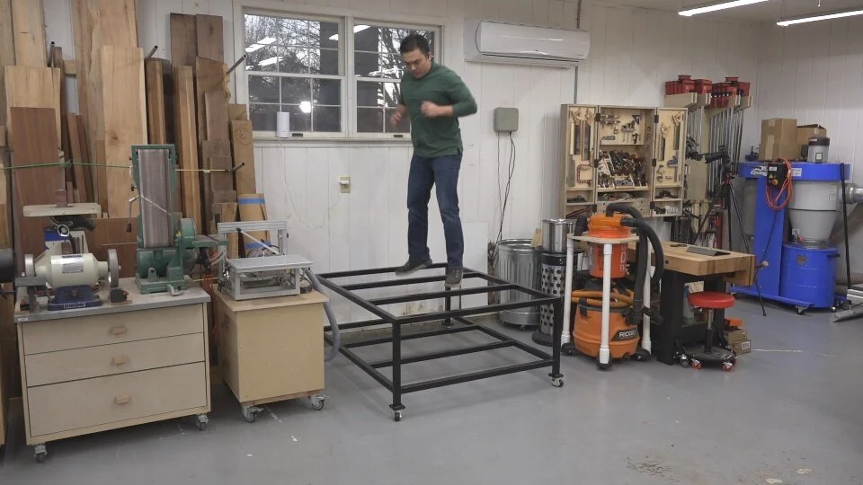 The welded steel table will be a solid, level table to support my new 4’x4’ CNC machine.