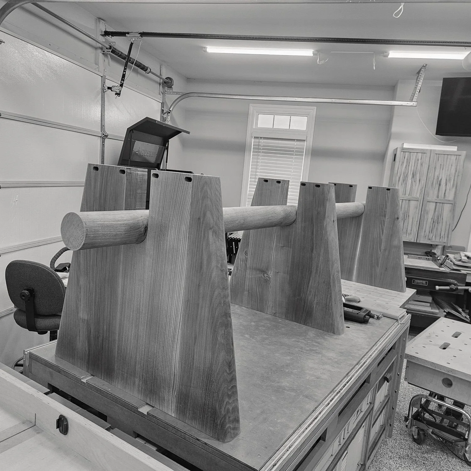 Trestle base pieces assembled in the workshop (Copy)