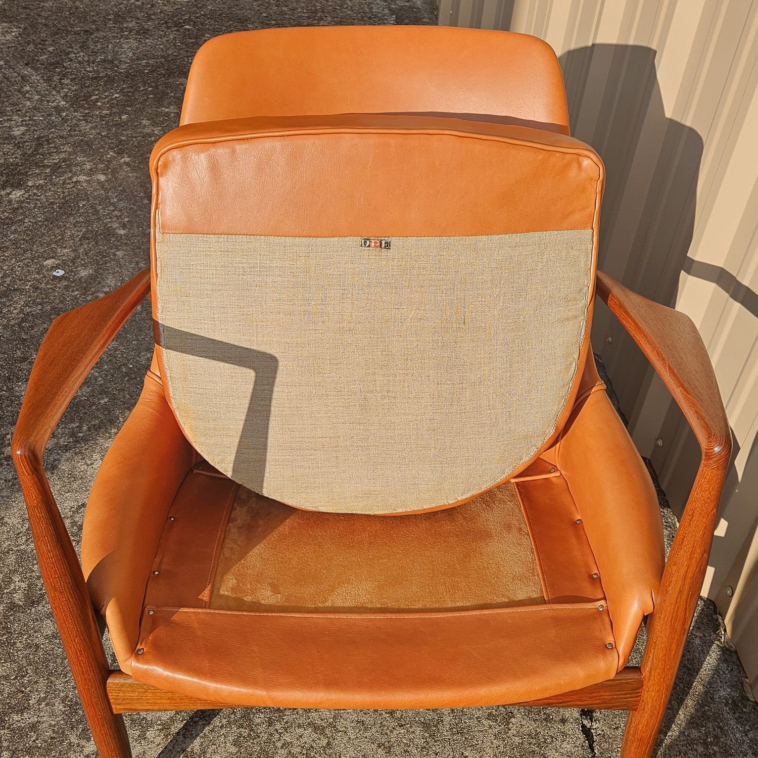 OPE maker’s mark on the back of the Ib Kofod-Larsen Seal lounge chair (Copy)