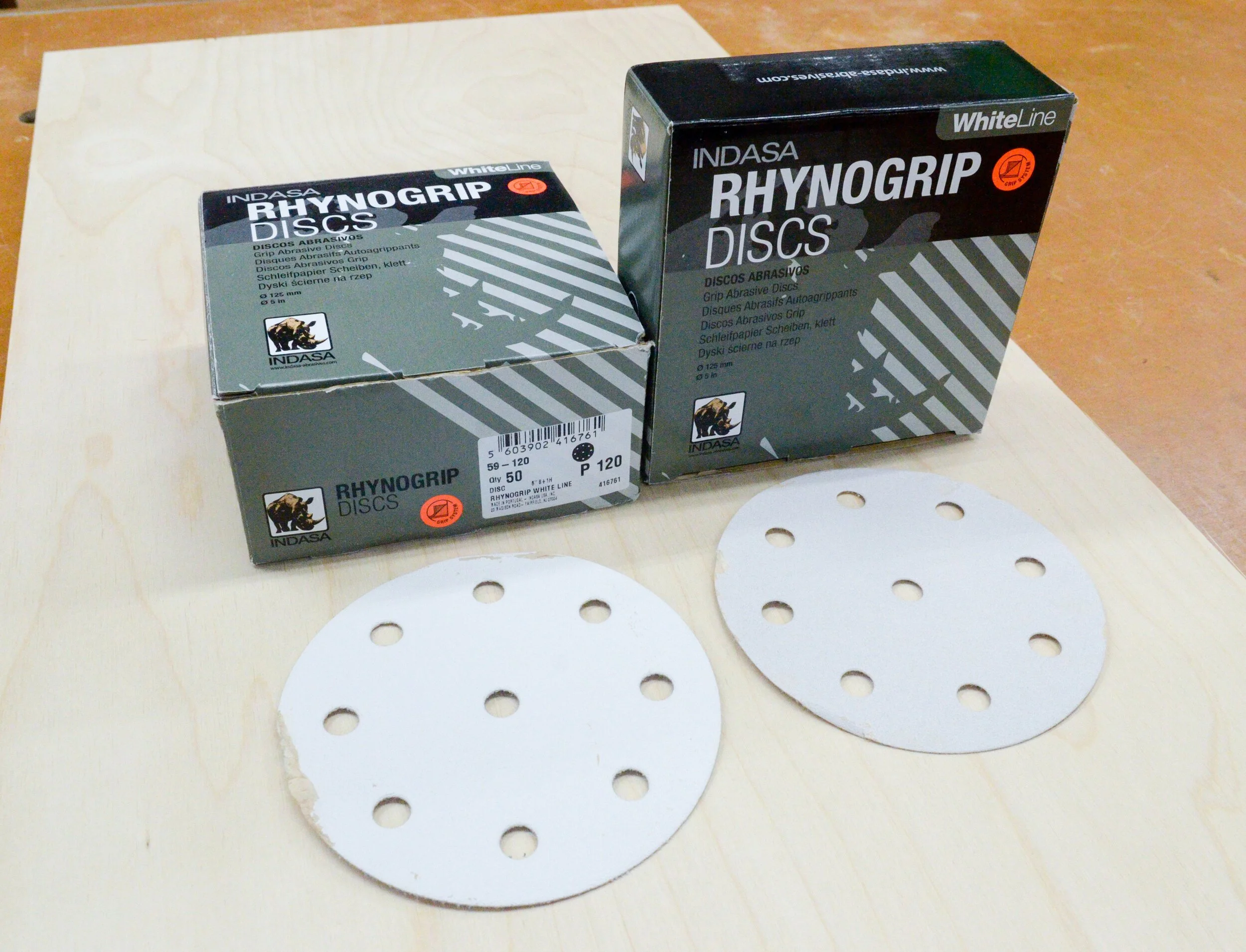 Indasa's Rhynogrip Whiteline Sanding Discs and Roll