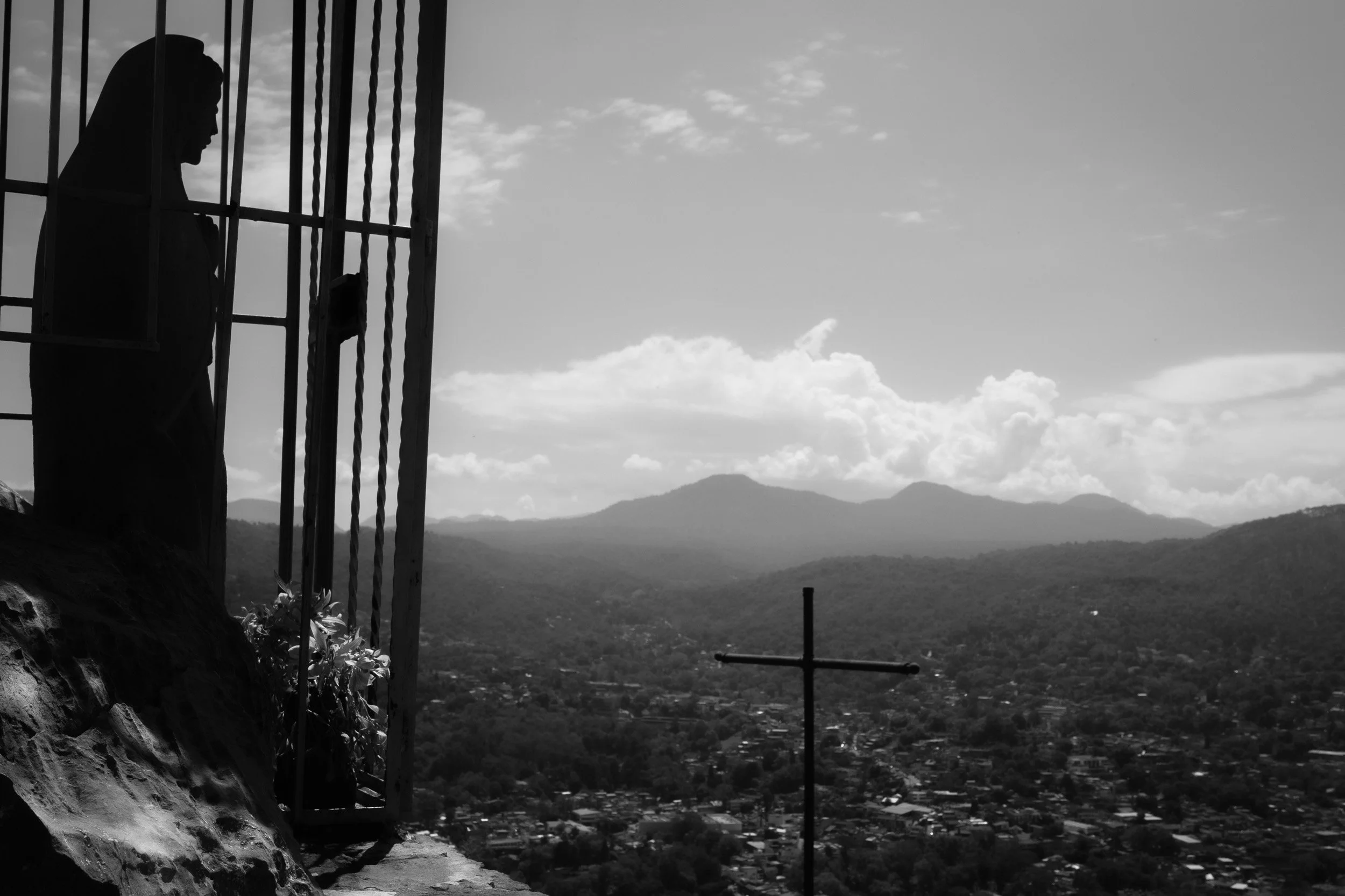 Black and white fine art photograph from Tierra de Silencio by Tommy (Thomas) Salpietro, exploring Catholic faith, devotion and everyday life in rural Mexico.