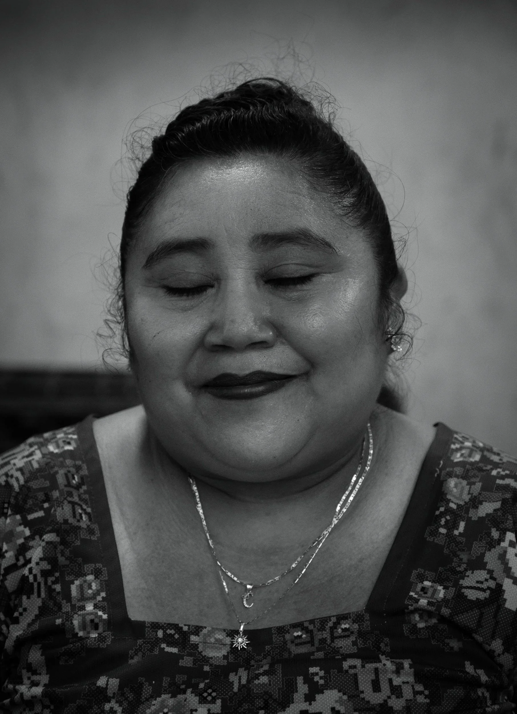 Black and white fine art portrait from From Land to Sea by Tommy (Thomas) Salpietro, depicting a Maya woman in the Yucatán Peninsula, Mexico.
