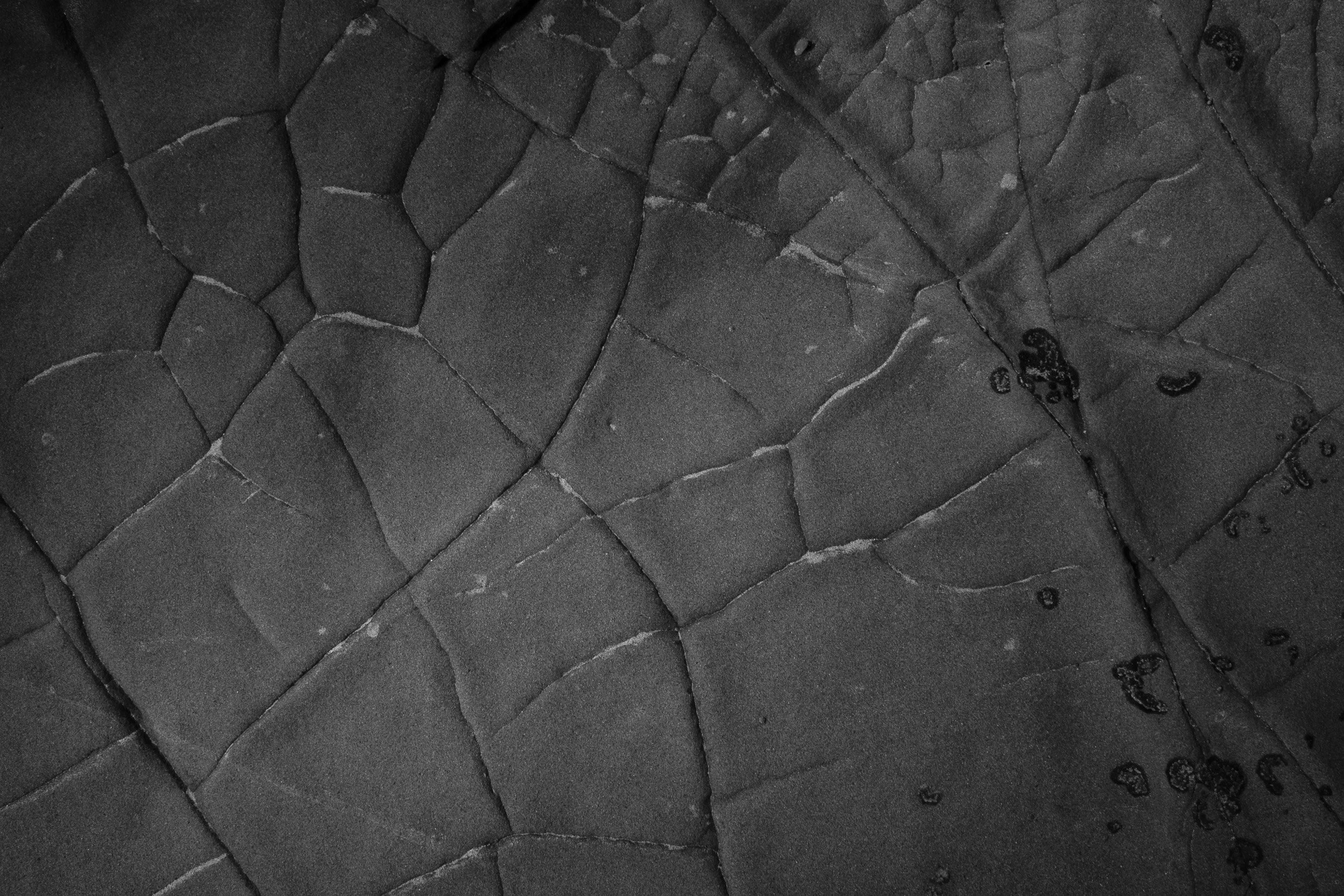 Black and white fine art photograph from STRATA by Tommy (Thomas) Salpietro, depicting ancient rock formations shaped by geological time and coastal erosion.