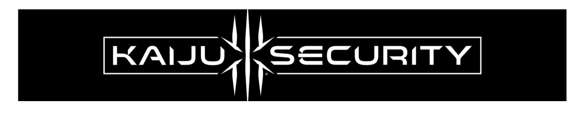 KAJU Security logo with white text and design elements on a black background.