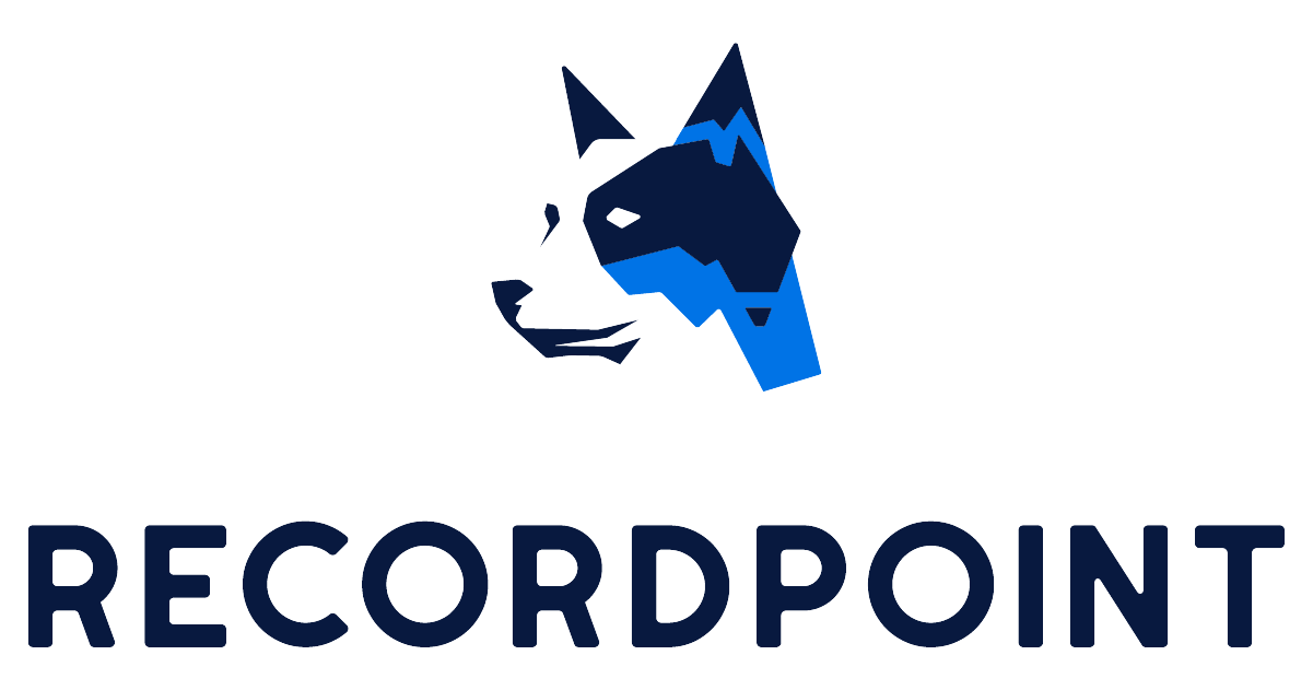 Logo of RecordPoint featuring a stylized husky dog head and the name 'RecordPoint' below.