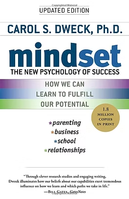 Book cover of "Mindset: The New Psychology of Success" by Carol S. Dweck, Updated Edition, with colorful horizontal stripes