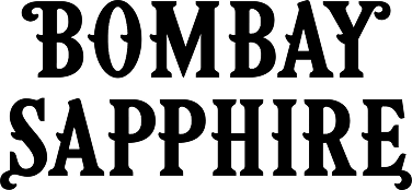 Text reading 'BOMBAY SAPPHIRE' in bold, black letters