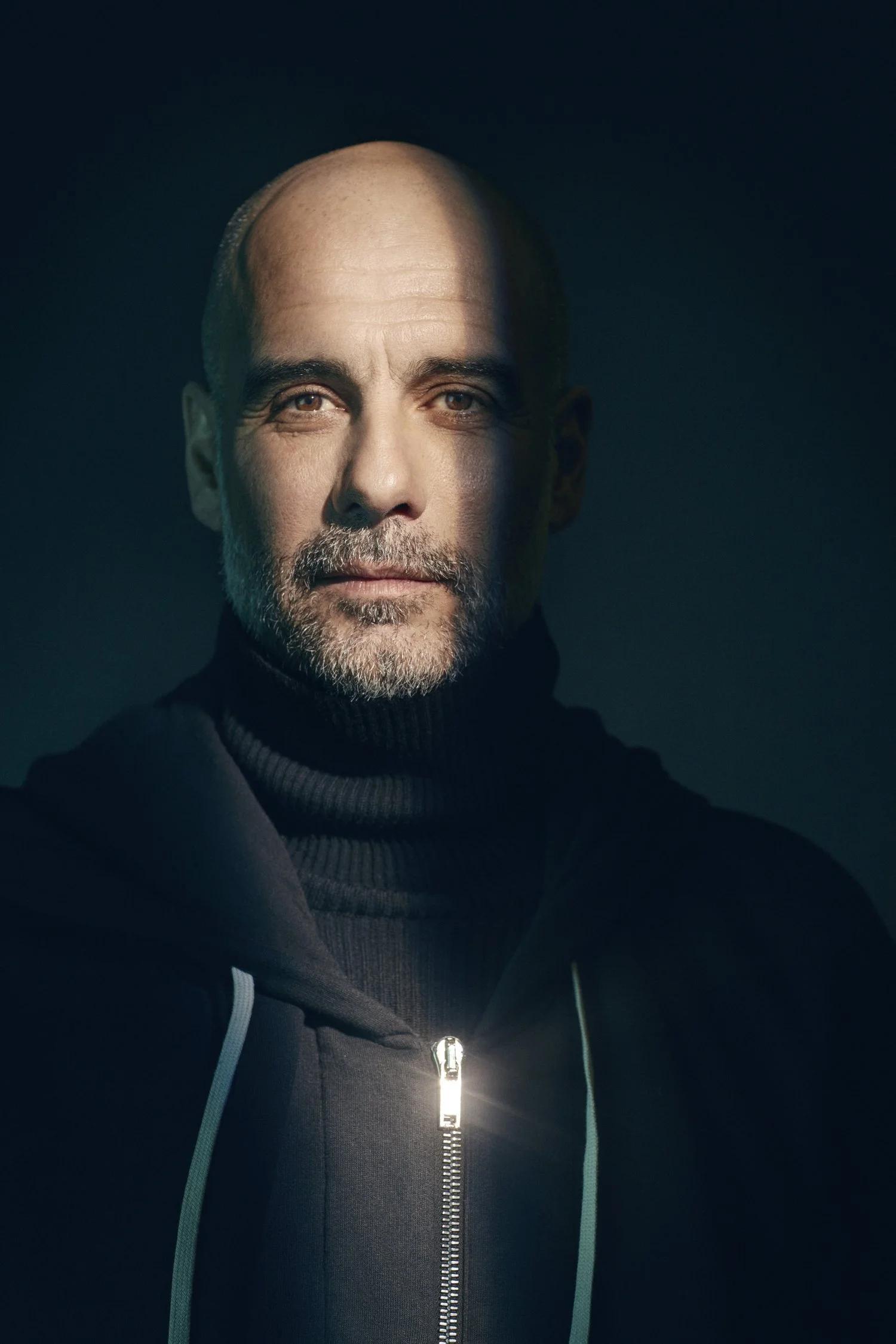 Sports portrait of Manchester City manager Pep Guardiola photographed by Jon Enoch.