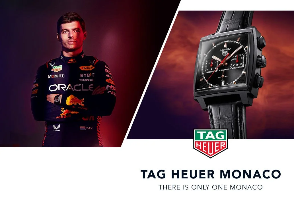 Formula One World Champion Max Verstappen photographed for a TAG Heuer Monaco campaign by sports photographer Jon Enoch.