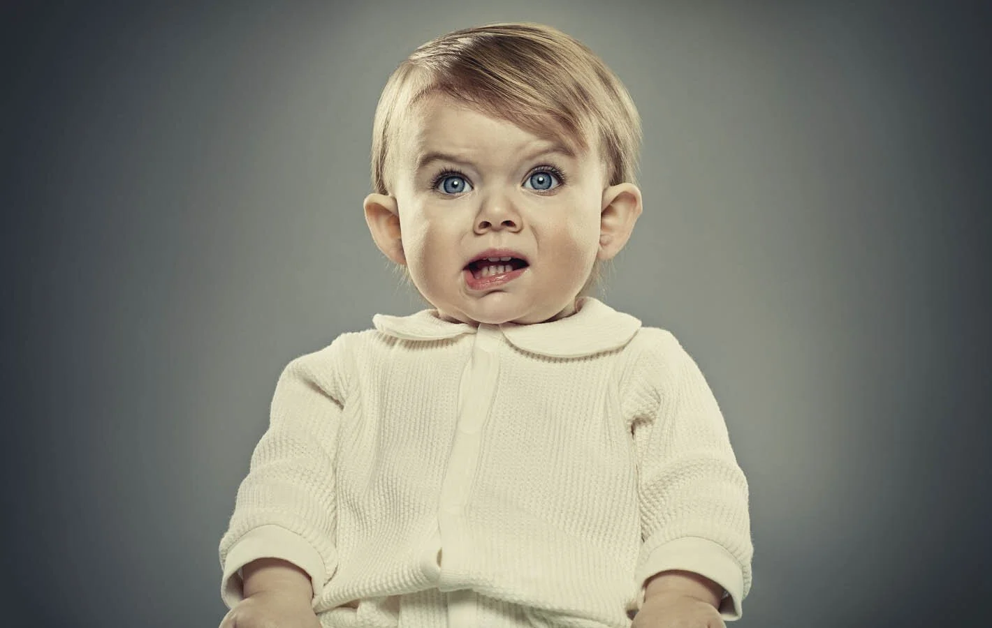 Studio portrait of a baby for the Pura Babies brand launch campaign.
