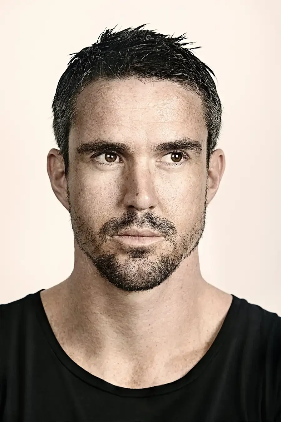 Former England cricketer Kevin Pietersen photographed in a clean and understated portrait. The image reflects the confidence, individuality and competitive spirit that made him one of the most influential batsmen of his generation.