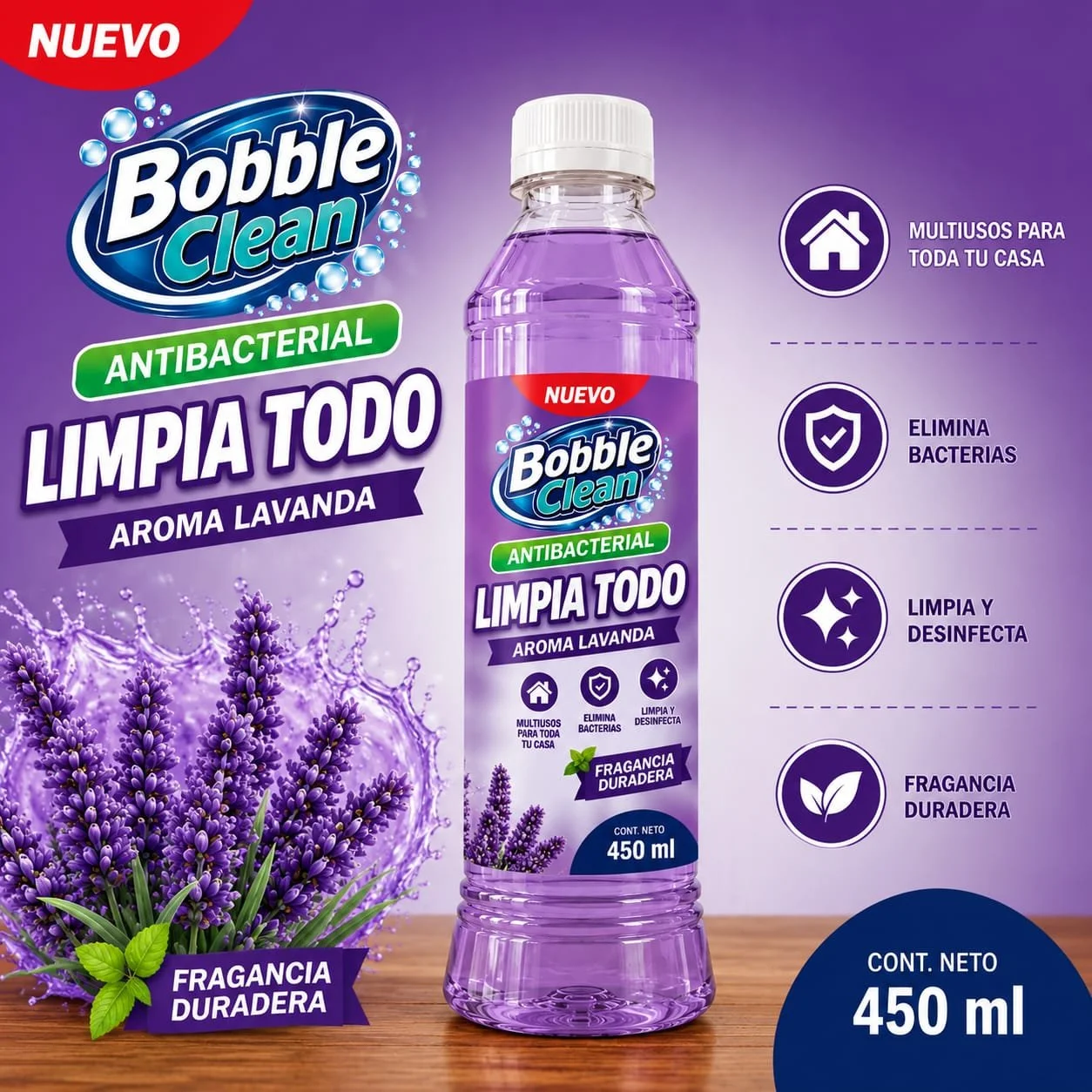 LIMPIA TODO BOBBLE-450 ml LAVANDA