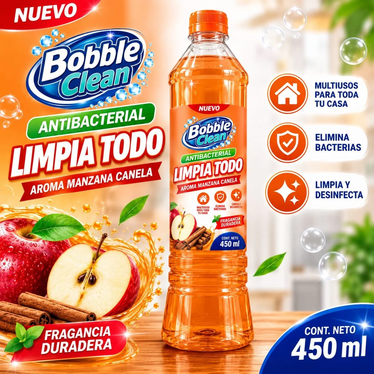 LIMPIA TODO BOBBLE-  450ML MANZANA CANELA