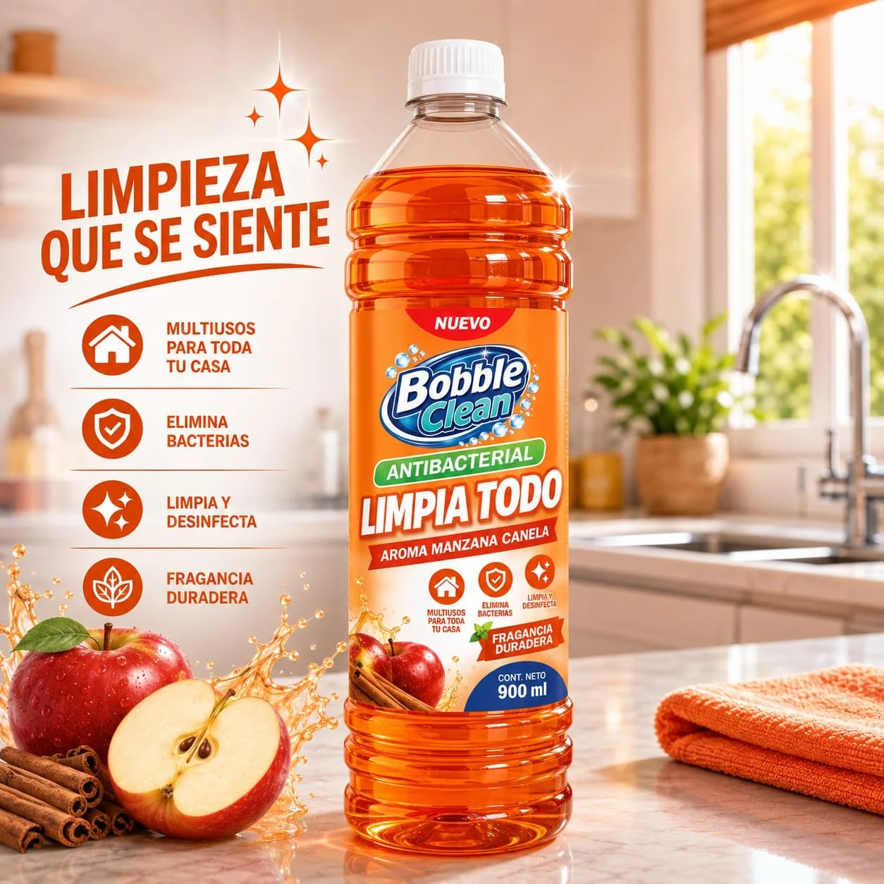 LIMPIA TODO BOBBLE- 900 ML MANZANA CANELA