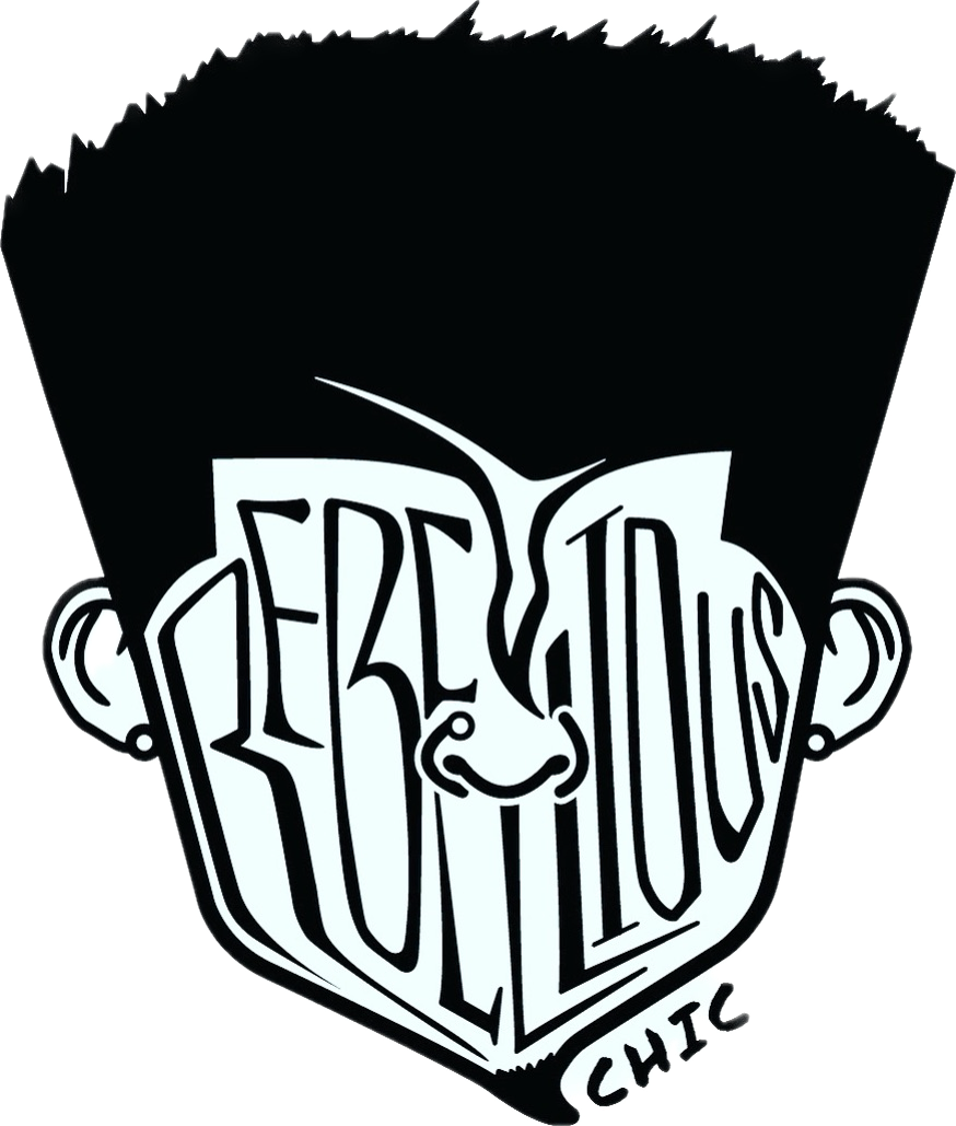 Stylized black and white illustration of a person's face with hair covering part of the forehead, featuring a stylized mouth and nose, and the word "FREEDOM" incorporated into the face design, with the signature "CHIC" at the bottom.