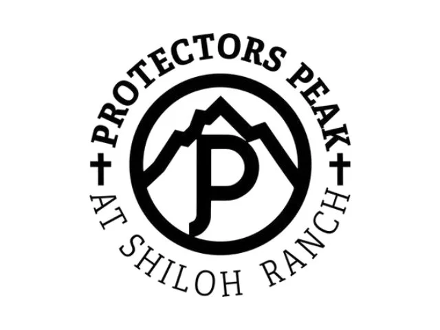 Logo for Protectors Peak at Shiloh Ranch, featuring mountain peaks and the letter P in a circular design.