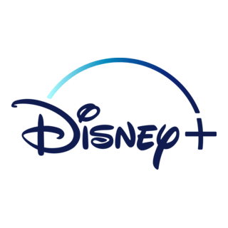 Disney+ logo with a blue gradient arc over the word Disney in cursive.