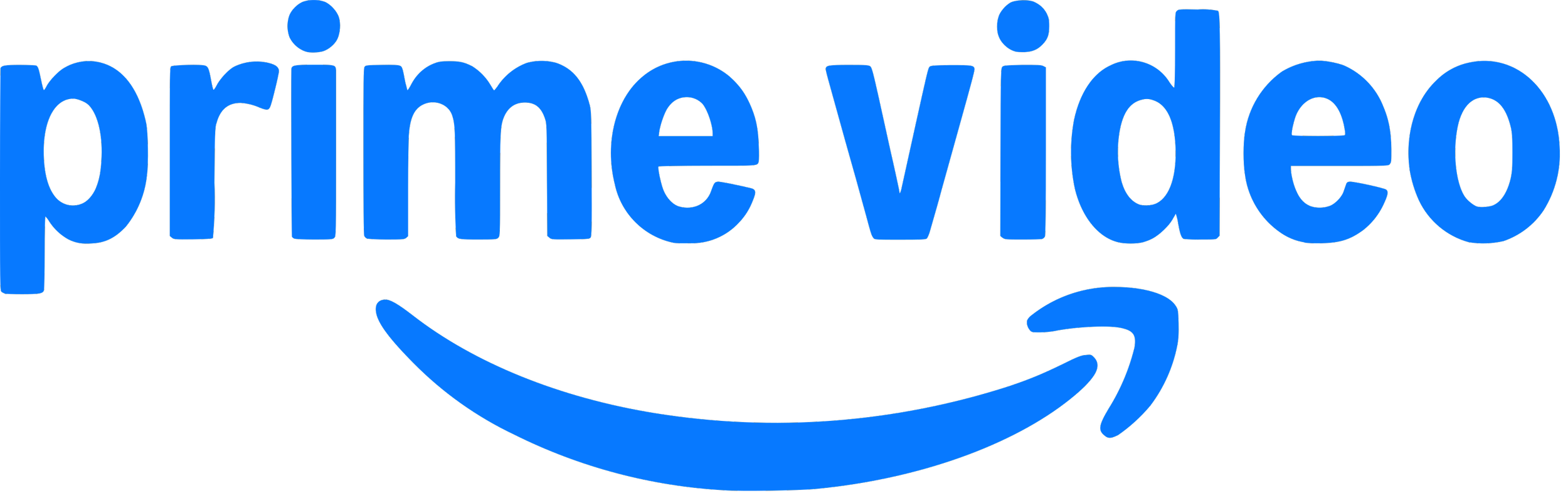 Amazon Prime Video logo in blue with a curved arrow underneath.