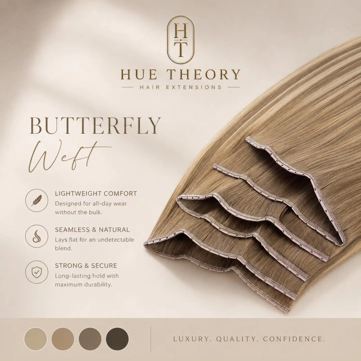 Introducing The Butterfly Weft, a Hue Theory Hero 
Flexible, removable, lightweight &amp; luxurious

#HairExtensions #butterflyweft #HairInspo #premiumhairextensions #blondehair
