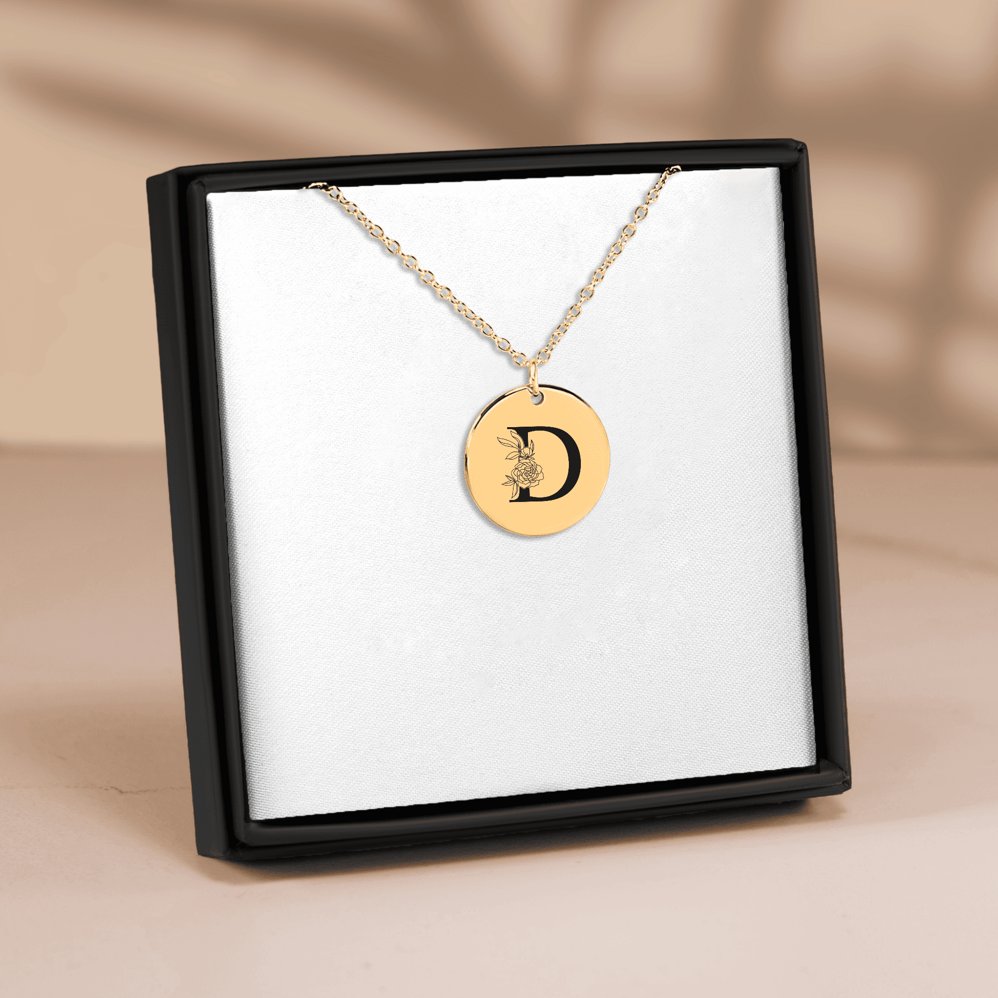 Floral Initial Necklace – D