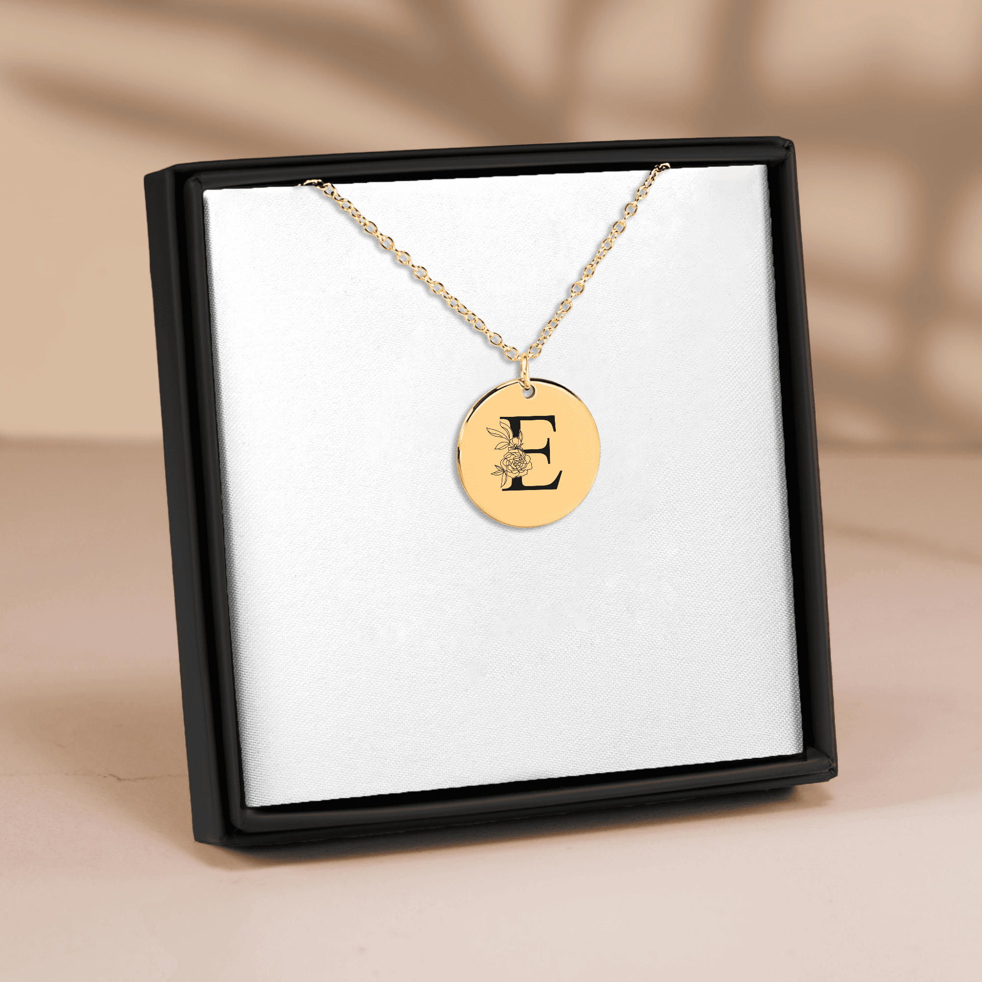 Floral Initial Necklace – E