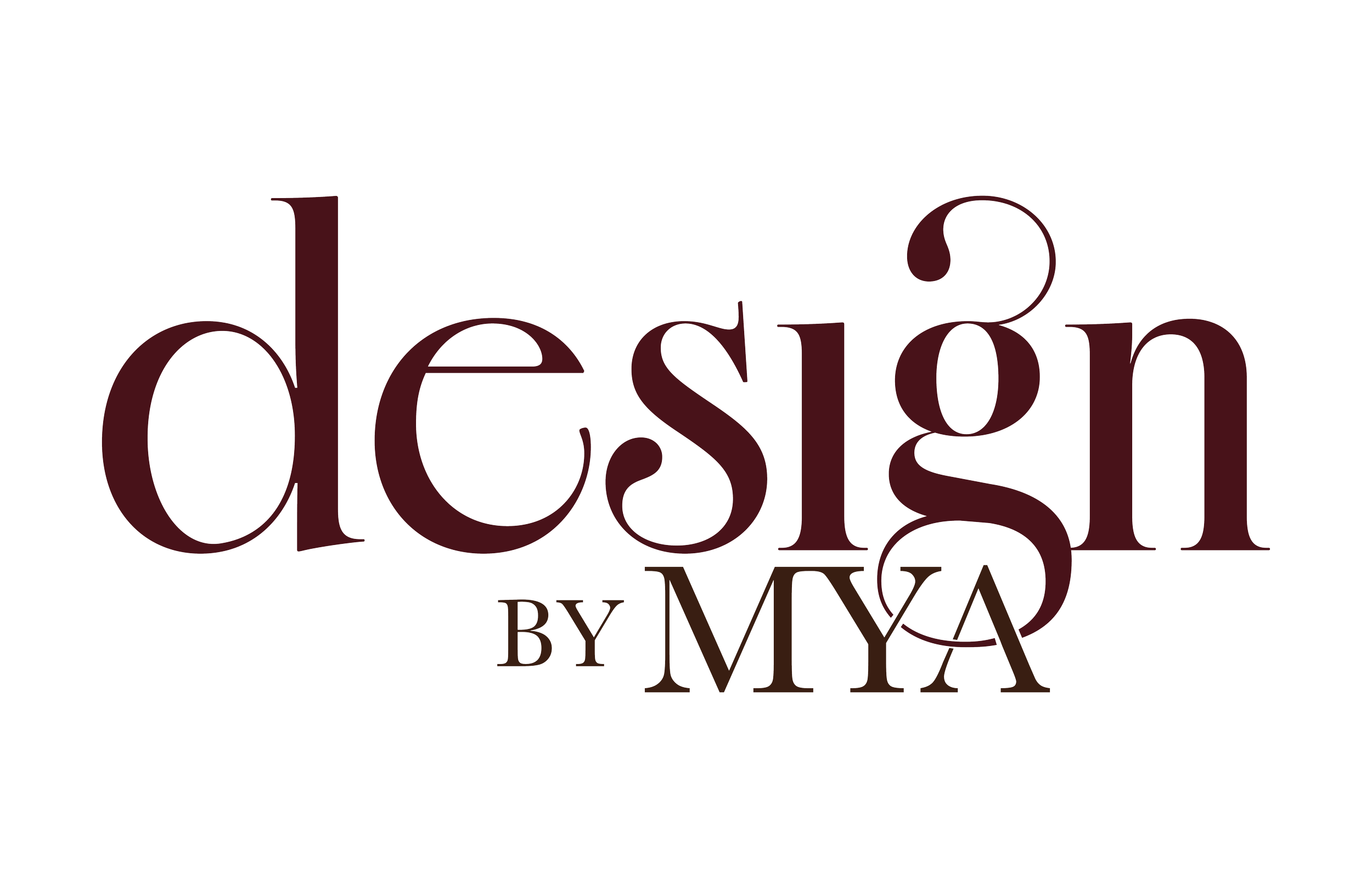 Text that reads "Design by MYA" in a stylized font with a dark background.