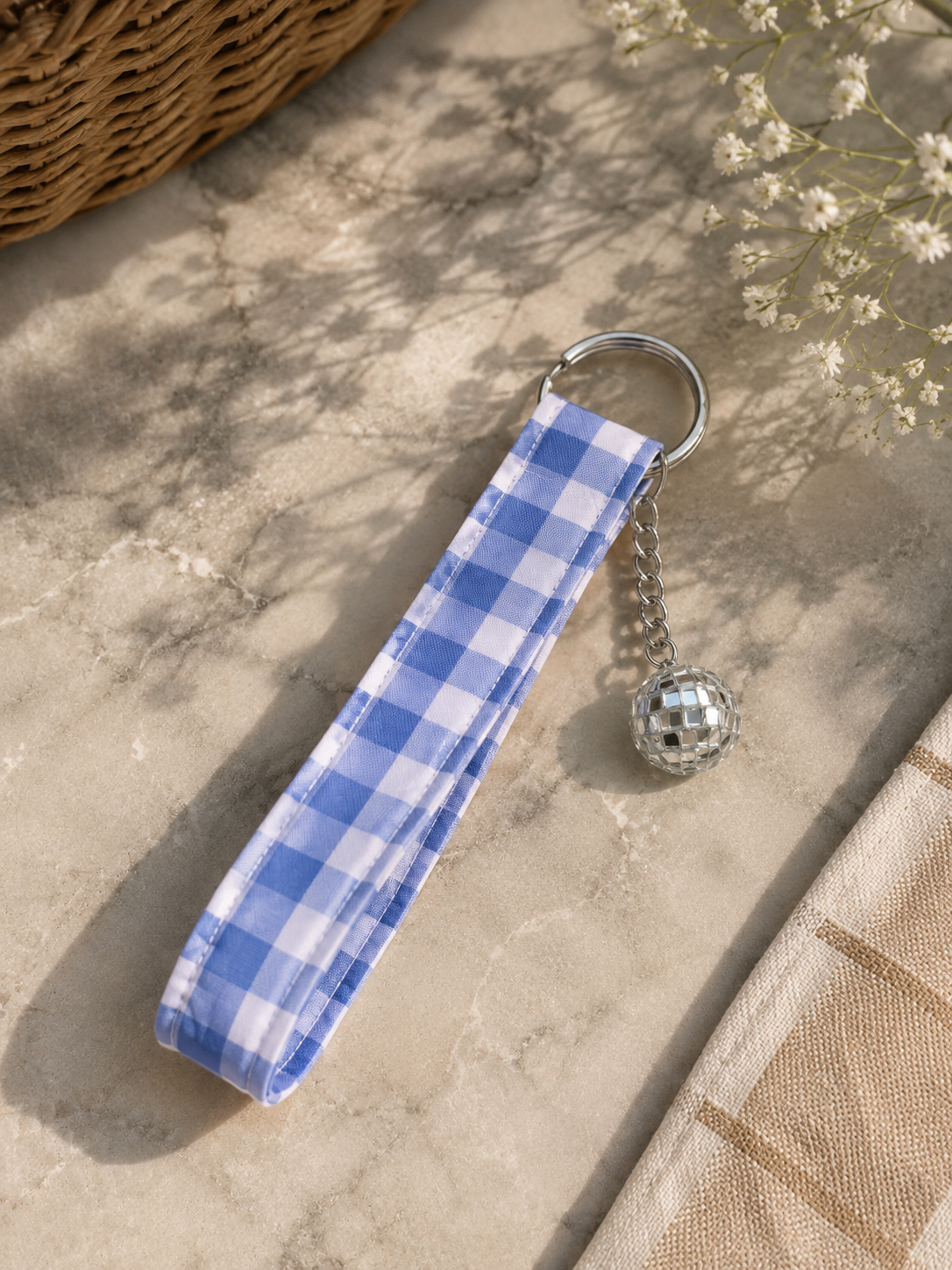 Blue Gingham Keychain