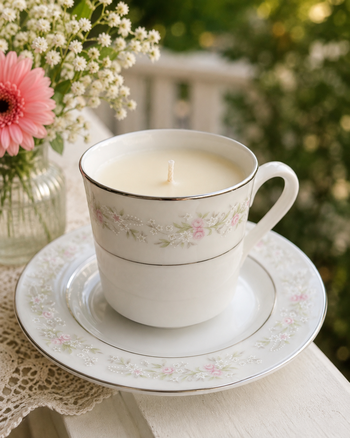 Vintage Teacup Soy Candle  (Lemon Lavender)