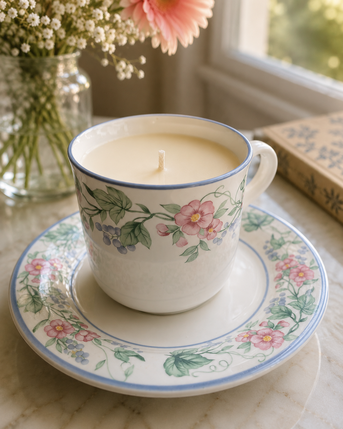 Vintage Teacup Soy Candle  (Vanilla & Cedar)