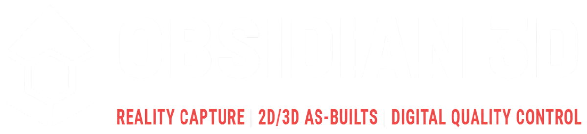 Logo for Obsidian 3D, a company specializing in reality capture, 2D/3D as-built models, and digital quality control.