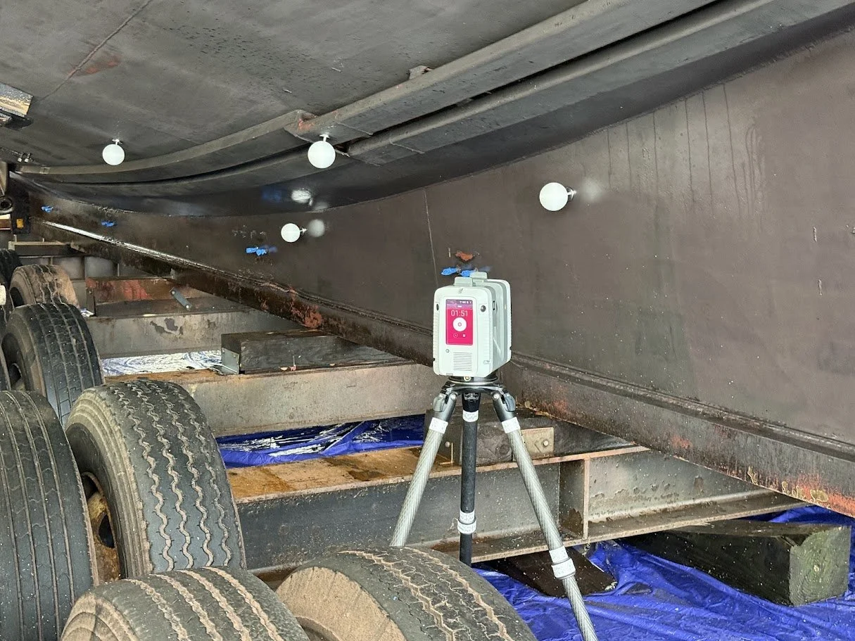 Leica laser scanner capturing a confined equipment space for specialty documentation