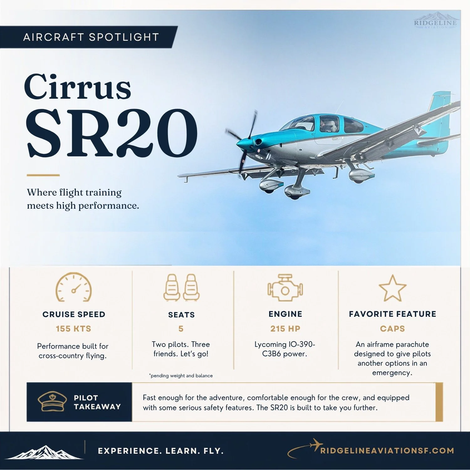 This one was built for the &ldquo;let&rsquo;s go somewhere&rdquo; kind of flying. ✈️

The Cirrus SR20 brings speed, comfort, modern technology, and some serious safety features together in one pretty incredible airplane.

Two pilots. Three friends. W