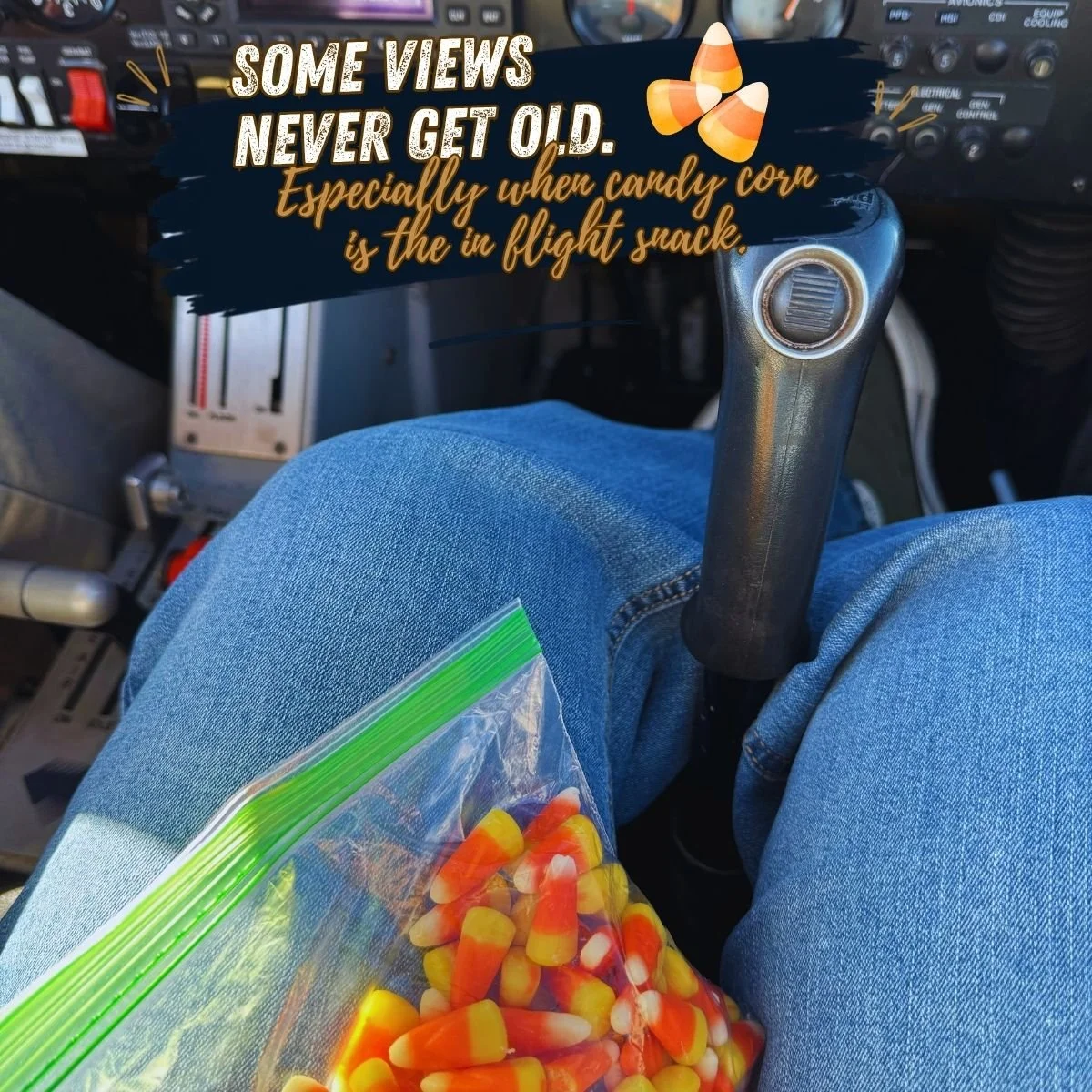 September 1st means it&rsquo;s officially fall. 🍂✈️
Candy corn: loaded.
Fall: in the flight plan.
Cleared for seasonal operations. 😂
