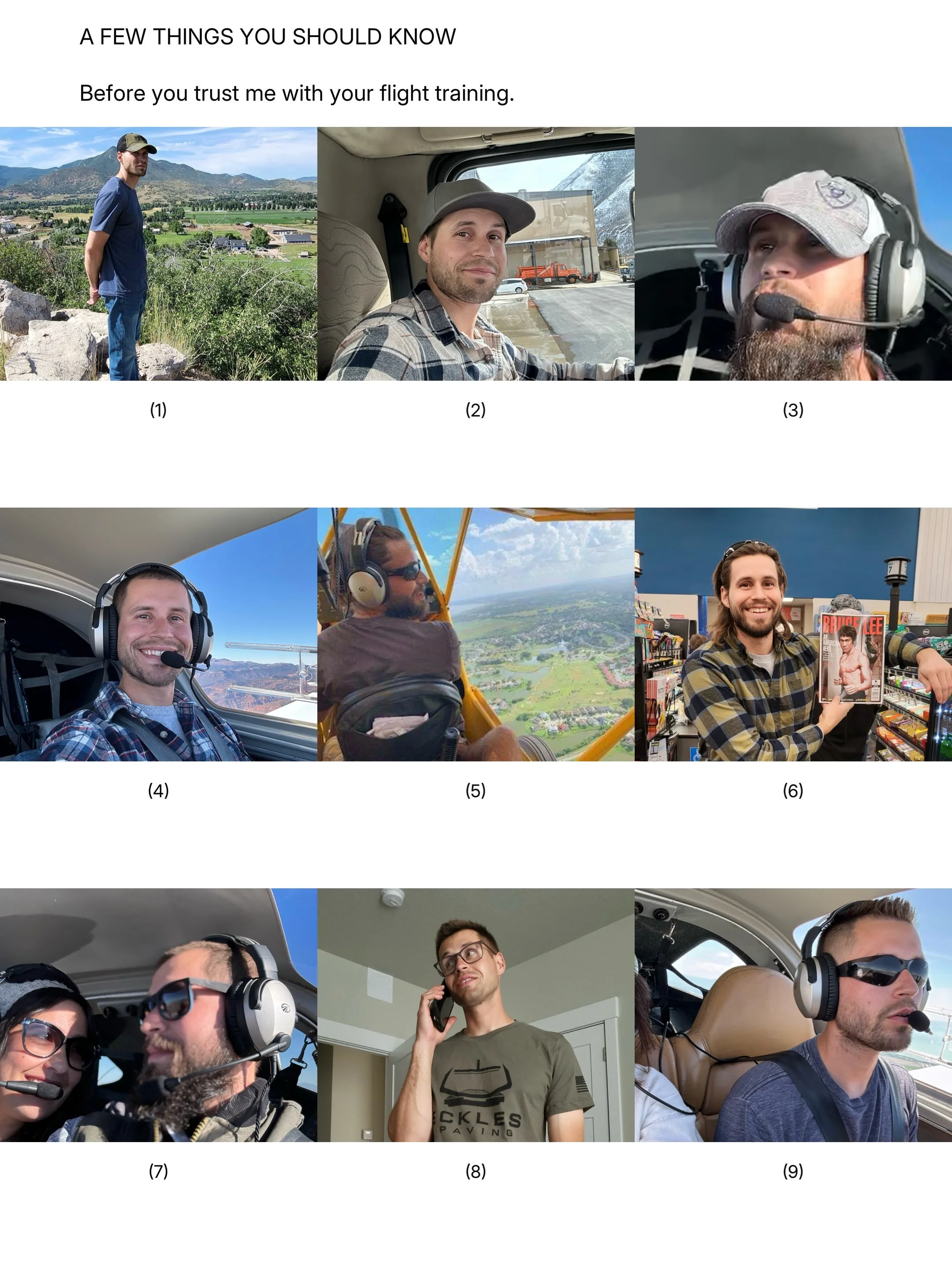 Meet our CFI, Luke. ✈️

A few things about the guy you&rsquo;ll be trusting with your flight training.

If you&rsquo;re curious about learning to fly, check out our website or call/text 518-396-7978.

#RidgelineAviation #LearnToFly #FlightTraining #U