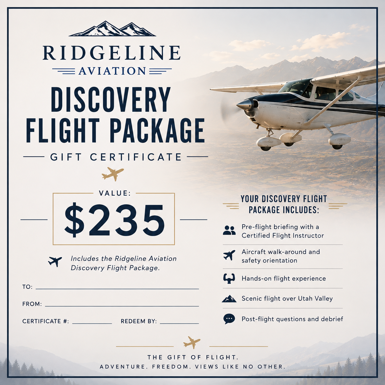 Discovery Flight Gift Certificate (Keepsake)