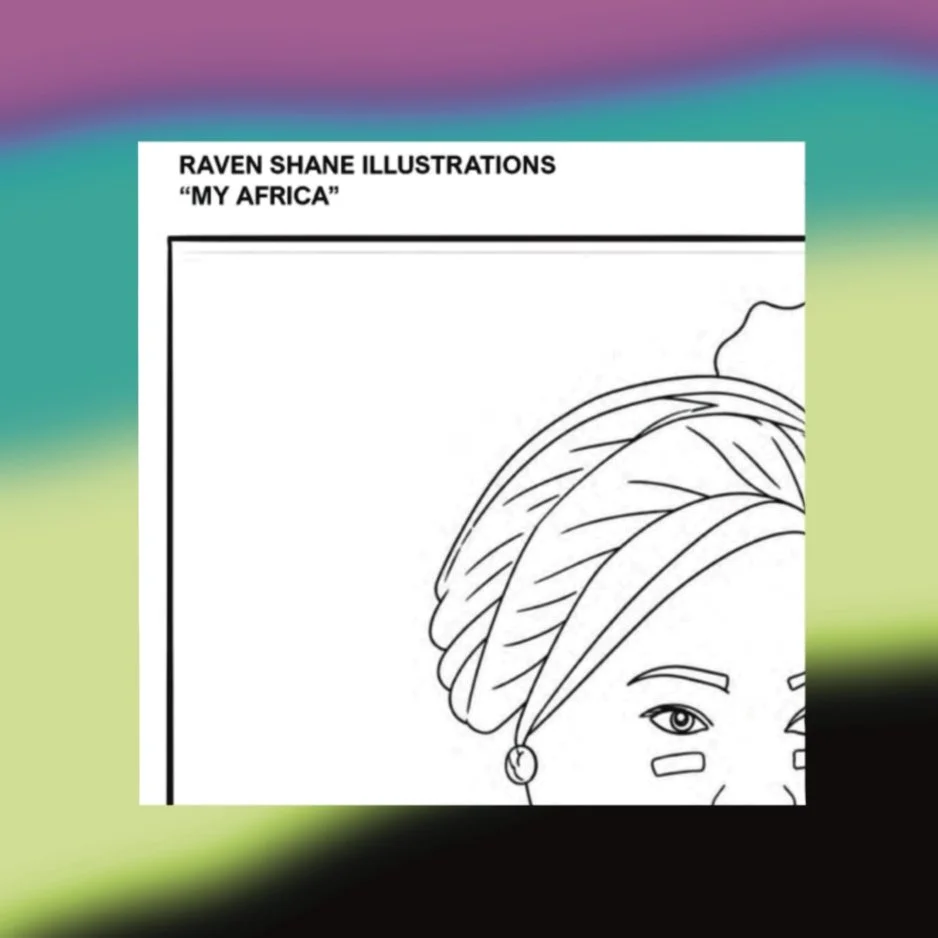 Coloring sheet by Raven Shane Illustrations for the Community Coloring Book, Volume II, Anacostia Murals Fest 2026.