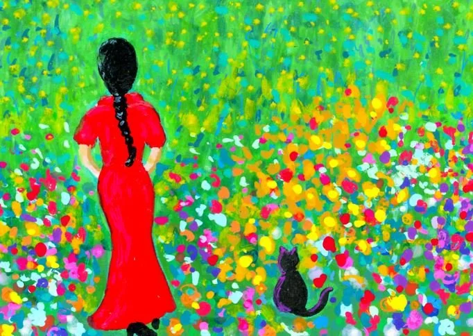 Red Lady with Kitty 2.JPG