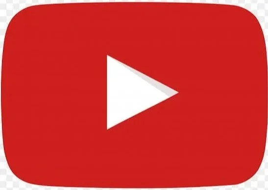 YouTube logo with a red rounded rectangle and a white play button in the center.