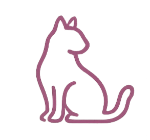 Line drawing of a sitting cat with a simple, minimalist style
