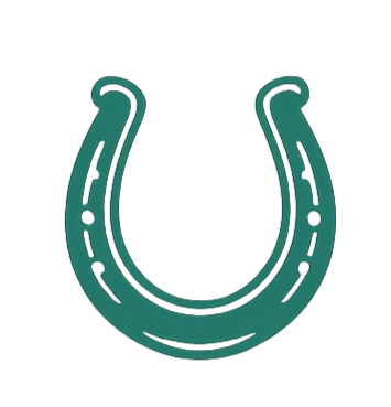 Illustration of a horseshoe with dashed lines indicating its shape.