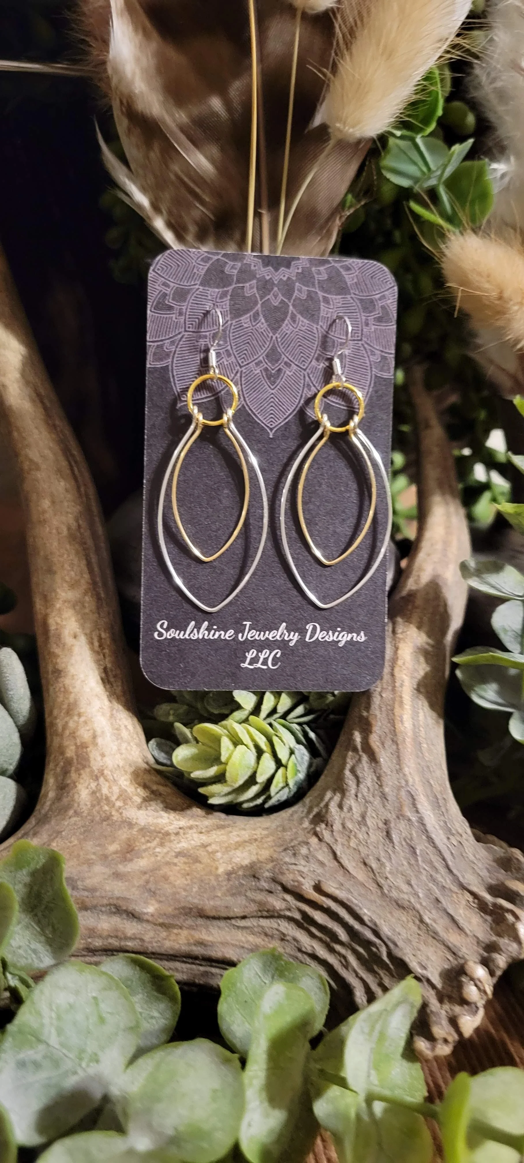 Multi-Metal Oval Earrings