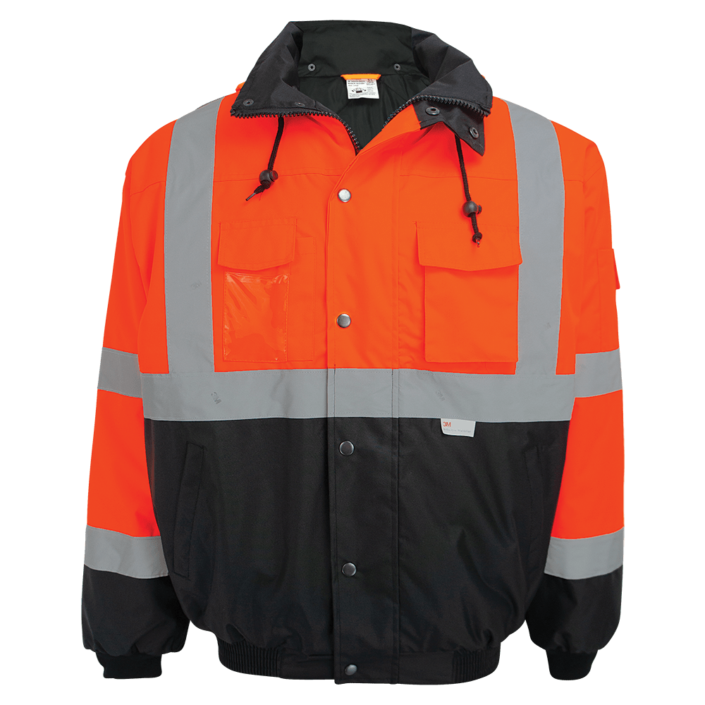 Chamarra bomber de invierno naranja de alta visibilidad