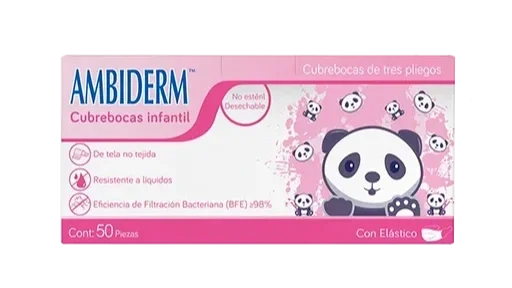 CUBREBOCAS INFANTIL ROSA CON PANDAS